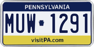 PA license plate MUW1291