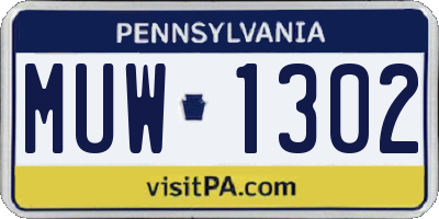PA license plate MUW1302