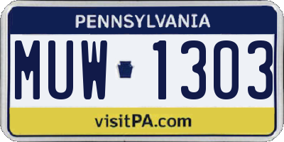 PA license plate MUW1303