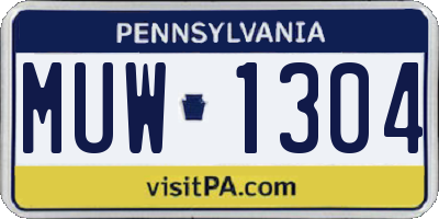 PA license plate MUW1304