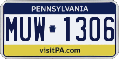 PA license plate MUW1306