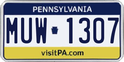 PA license plate MUW1307