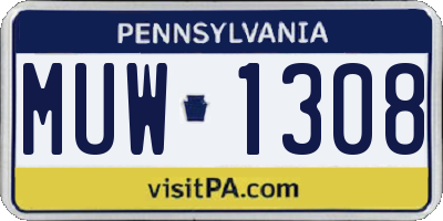 PA license plate MUW1308