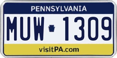 PA license plate MUW1309