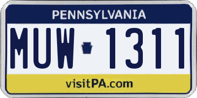 PA license plate MUW1311