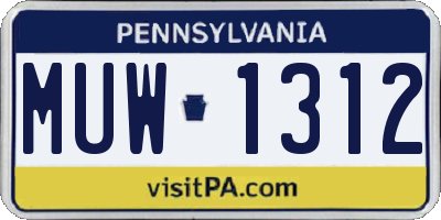 PA license plate MUW1312
