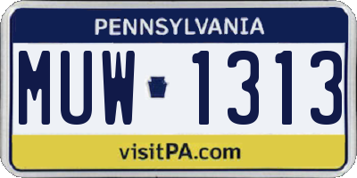 PA license plate MUW1313