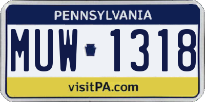 PA license plate MUW1318