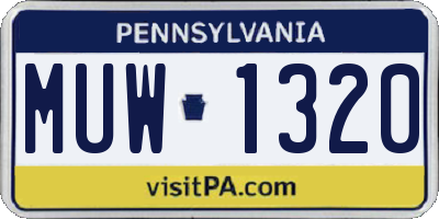 PA license plate MUW1320