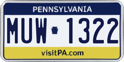 PA license plate MUW1322
