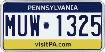 PA license plate MUW1325