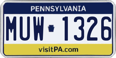 PA license plate MUW1326