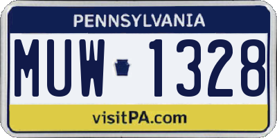 PA license plate MUW1328