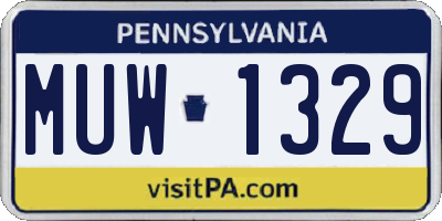 PA license plate MUW1329