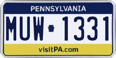 PA license plate MUW1331
