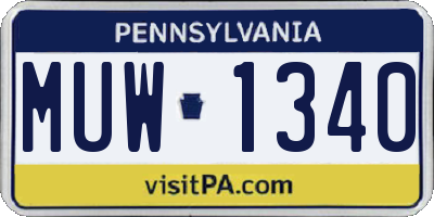PA license plate MUW1340