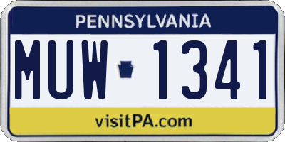 PA license plate MUW1341