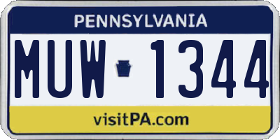 PA license plate MUW1344