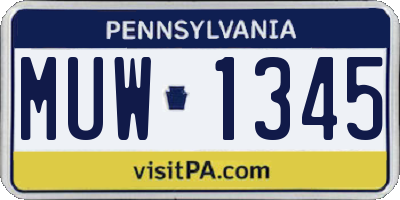 PA license plate MUW1345