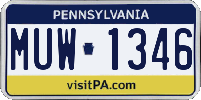 PA license plate MUW1346