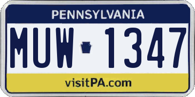 PA license plate MUW1347