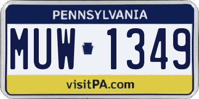 PA license plate MUW1349