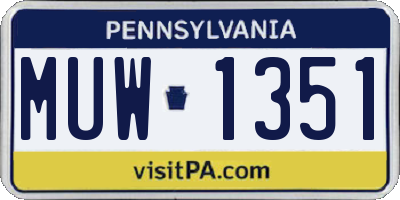 PA license plate MUW1351