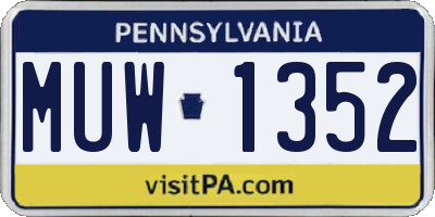 PA license plate MUW1352