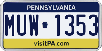 PA license plate MUW1353