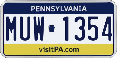 PA license plate MUW1354
