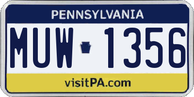 PA license plate MUW1356