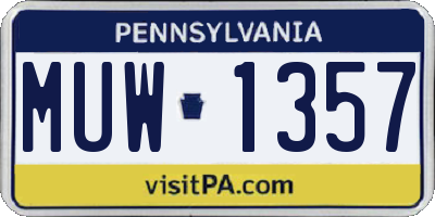 PA license plate MUW1357
