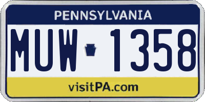 PA license plate MUW1358
