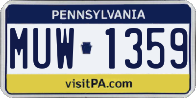 PA license plate MUW1359