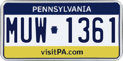 PA license plate MUW1361