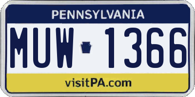 PA license plate MUW1366