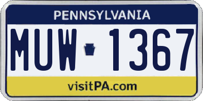 PA license plate MUW1367