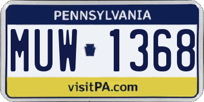 PA license plate MUW1368
