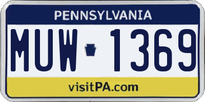 PA license plate MUW1369