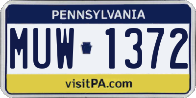 PA license plate MUW1372