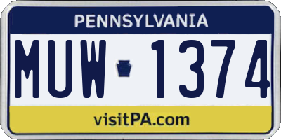 PA license plate MUW1374
