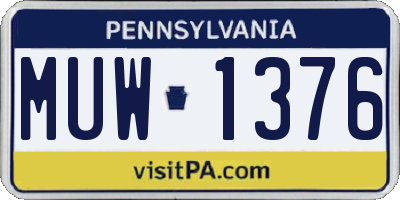 PA license plate MUW1376