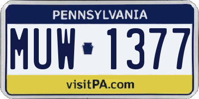 PA license plate MUW1377