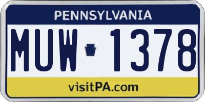 PA license plate MUW1378