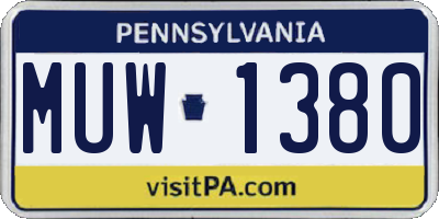 PA license plate MUW1380