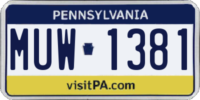 PA license plate MUW1381