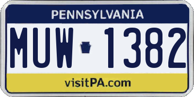 PA license plate MUW1382