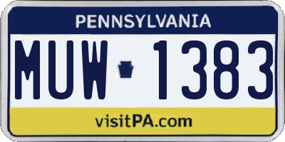 PA license plate MUW1383