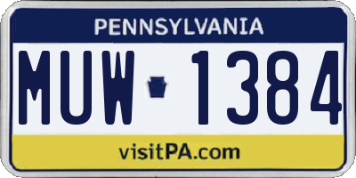 PA license plate MUW1384