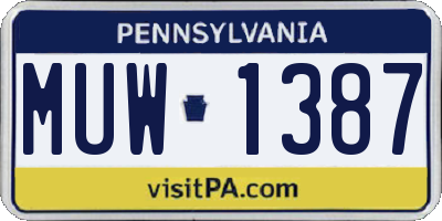PA license plate MUW1387